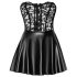 Noir - Shimmering Mini Dress with Lace Top (Black)