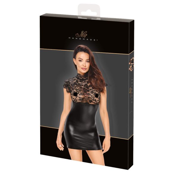 Noir - Shiny Lace Corset Dress (Black)