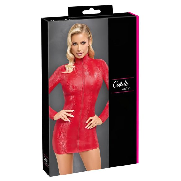 Cottelli - Snakeskin Pattern Mini Dress (Red) - L