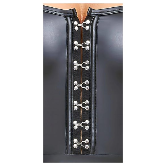 Cottelli - Shiny Mini Dress with Pleated Skirt (Black) - L