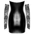 Noir - Shiny Dress with Lace Inserts (Black) - L