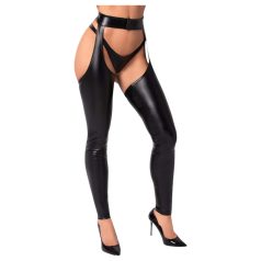 Noir - Glossy Tights - Chaps Style (Black) - M