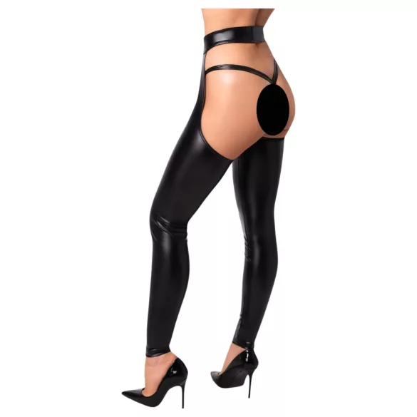 Noir - Glossy Tights - Chaps Style (Black) - M