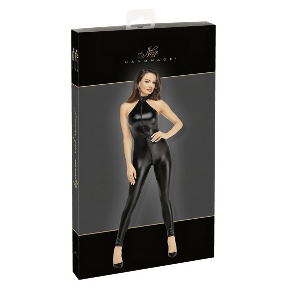 Noir - Shiny Zipper Jumpsuit (Black)