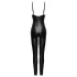 Cottelli - matte catsuit with removable chest harness (black) - M