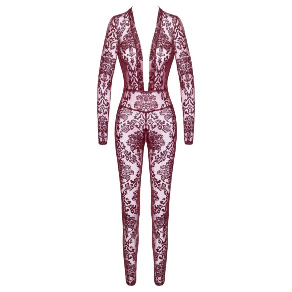 Noir Kink Royal - Sheer Catsuit (Red) - M