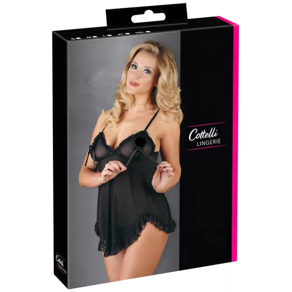 Cottelli - Light, Ruffled Babydoll (Black) - L