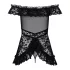 Obsessive Flores - Black Ruffled Babydoll & Thong Set - L/XL