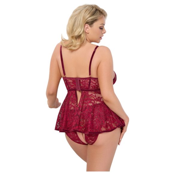 Cottelli Curves - Lace Mini Dress Set (Red)