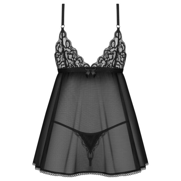 Obsessive Blomentis - Lace Babydoll Set (Black) - M/L