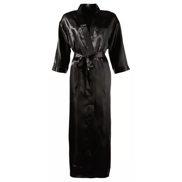 Cottelli - Satin Robe (Black) - 2XL/3XL