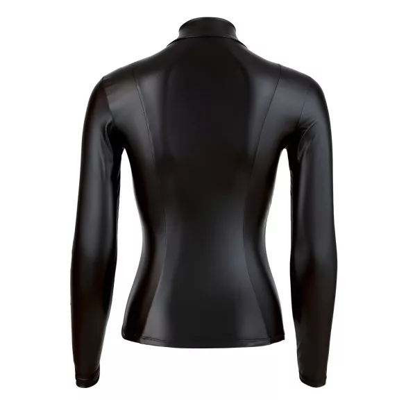 Cottelli - Shiny Long-Sleeve Women's Top (Black) - XL