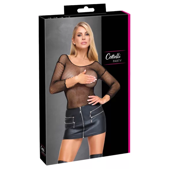 Cottelli - zip-up faux leather mini skirt (black) - M