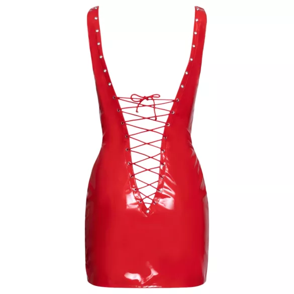 Black Level - Lace-up Vinyl Mini Dress (Red) - L