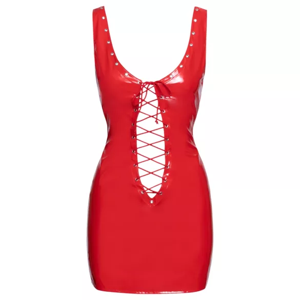 Black Level - Lace-up Vinyl Mini Dress (Red) - 2XL