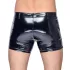 Black Level - Men's Vinyl Shorts with Side Pockets (Black)