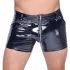 Black Level - Men's Vinyl Shorts with Side Pockets (Black) - M