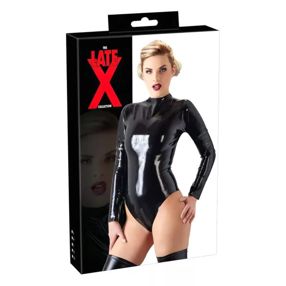 Latex Long-Sleeve Women's Bodysuit (Black) - L