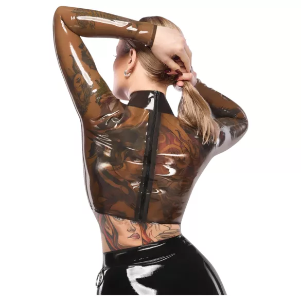 LATEX - Sheer Black Latex Top - L