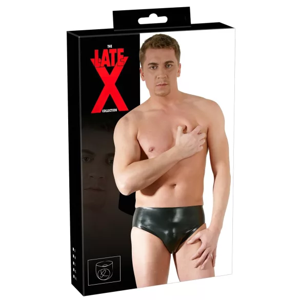 Men's Latex Underwear with Internal Anal Dildo (Black) - M