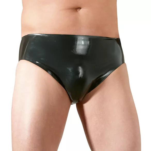 Men's Latex Underwear with Internal Anal Dildo (Black) - M