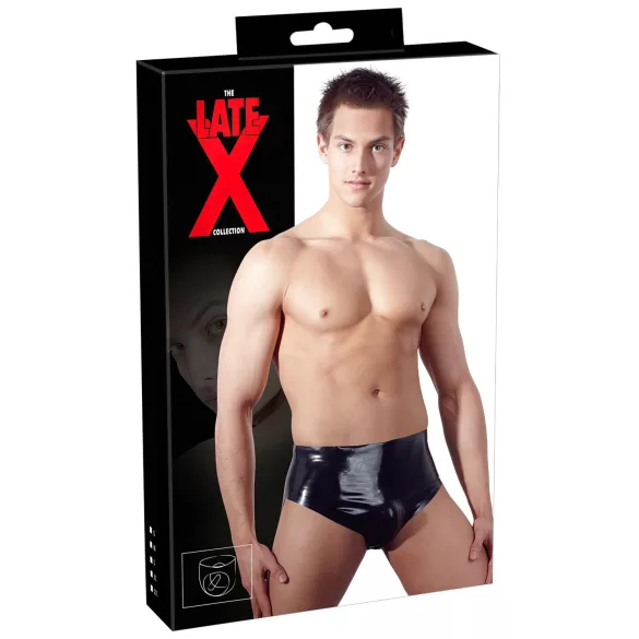 LATEX - Men's Black Conical Anal Plug Briefs