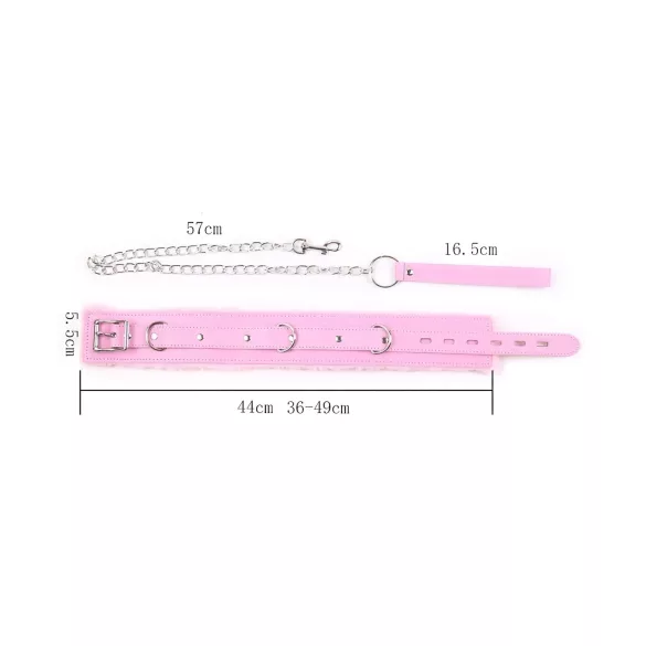 Padded BDSM Collar and Leash Set (Pink)