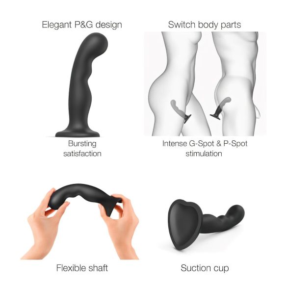 Strap-on-Me P&G S - Curved Suction Cup Dildo (Black)