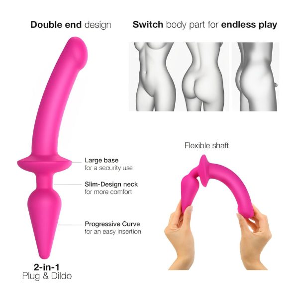 Strap-on-me Switch Semi-Realistic L - 2in1 Silicone Dildo (Pink)