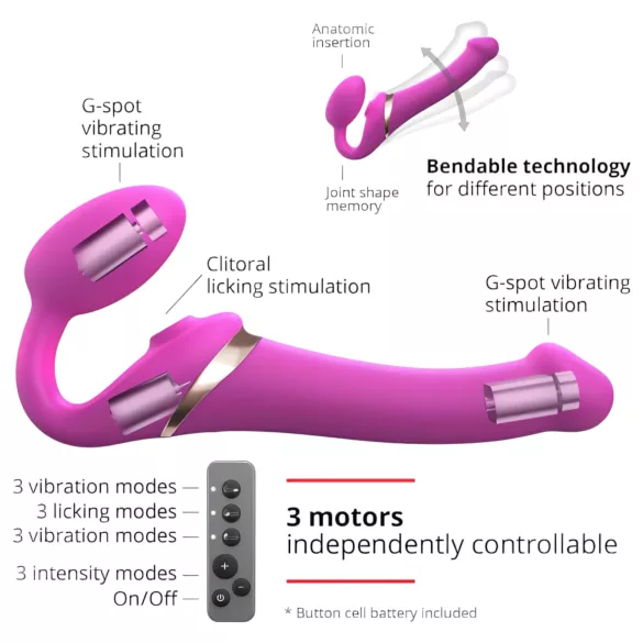 Strap-on-me M - strap-on, air-pulse vibrator (pink)