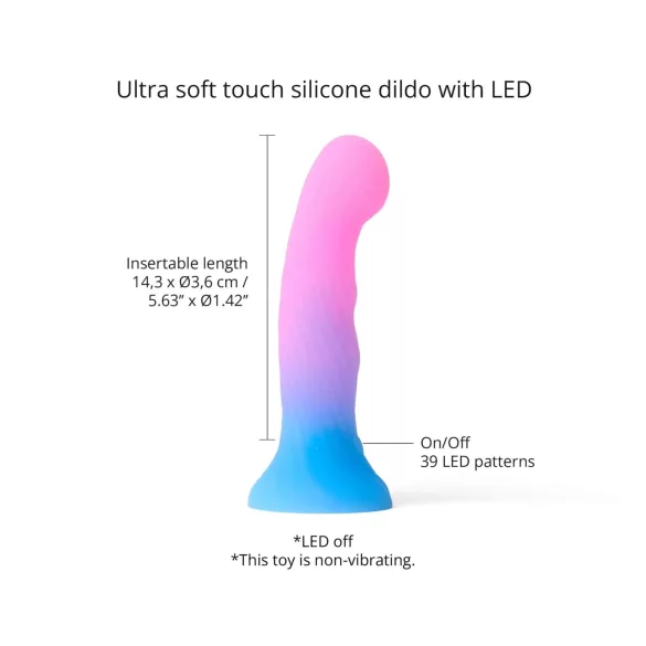 Love to Love Candy Loop - glowing LED silicone dildo (pink-blue) - 16.9 cm