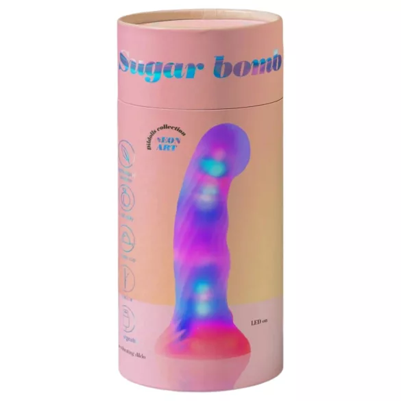 Love to Love Sugar Bomb - light‑up LED silicone dildo (pink-yellow) - 16.9 cm