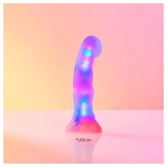 Love to Love Sugar Bomb - light‑up LED silicone dildo (pink-yellow) - 16.9 cm