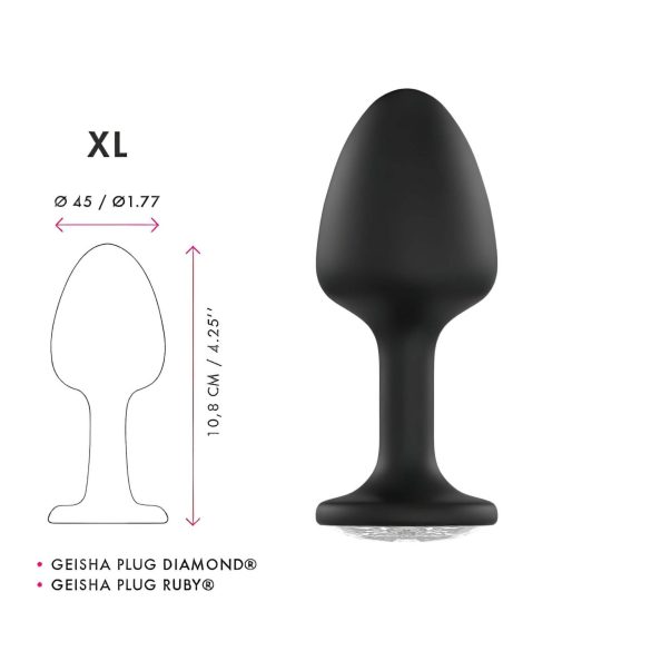 Dorcel Geisha Diamond XL Anal Plug - Black with White Gemstone