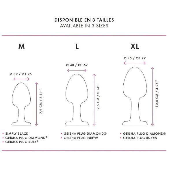 Dorcel Geisha Diamond XL Anal Plug - Black with White Gemstone