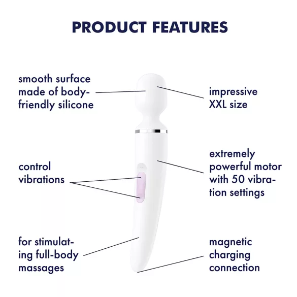 Satisfyer Wand-er Woman - waterproof massage vibrator (white)