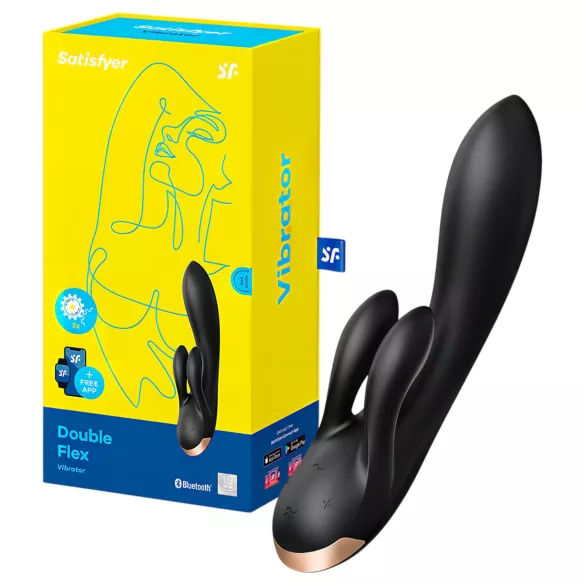 Satisfyer Double Flex - App-controlled clitoral arm vibrator (black)