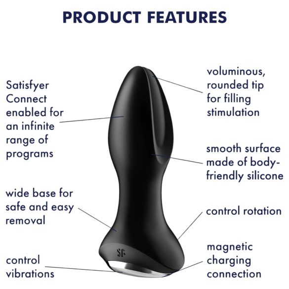 Satisfyer Rotator Plug 2 - Beaded Anal Vibrator (Black)