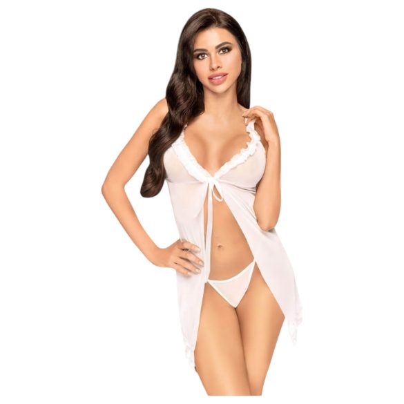 Penthouse After Sunset - Sheer Babydoll & Thong Set (White) - M/L
