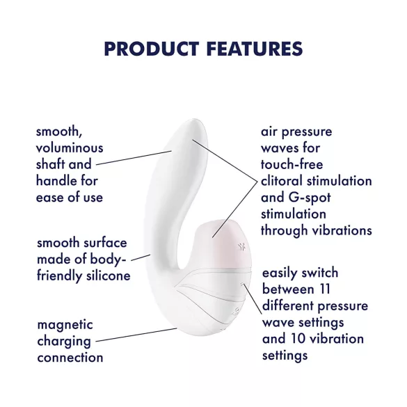 Satisfyer Supernova - Rechargeable Air-Pulse 2-in-1 Vibrator (White)