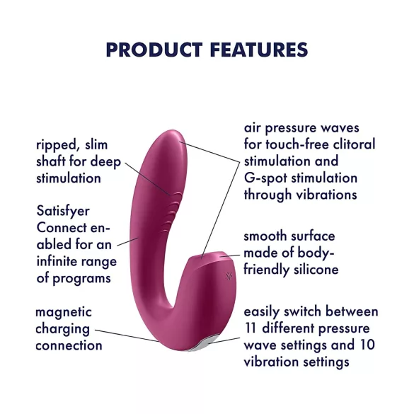 Satisfyer Sunray - rechargeable, air-pulse 2‑in‑1 vibrator (red)