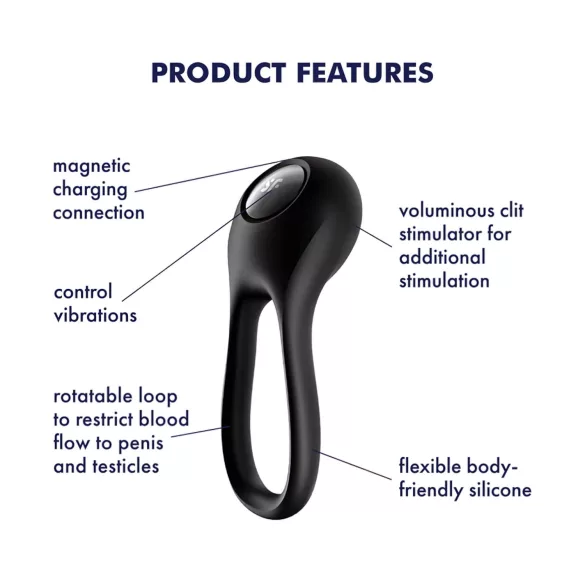 Satisfyer Majestic Duo - rechargeable, waterproof cock ring (black)
