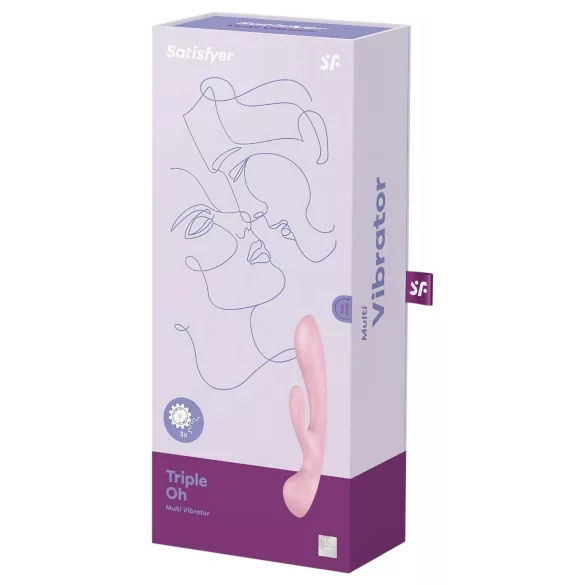 Satisfyer Triple Oh - Rechargeable Pink Vibrator with Clitoral Arm