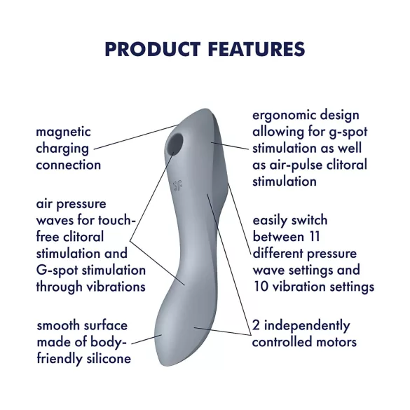 Satisfyer Curvy Trinity 3 - air‑pulse 2‑in‑1 vibrator (grey)