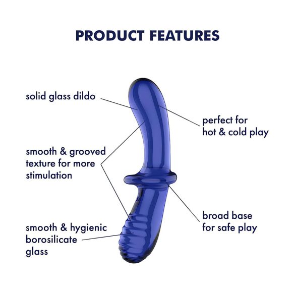 Satisfyer Double Crystal - Dual-End Glass Dildo (Blue)