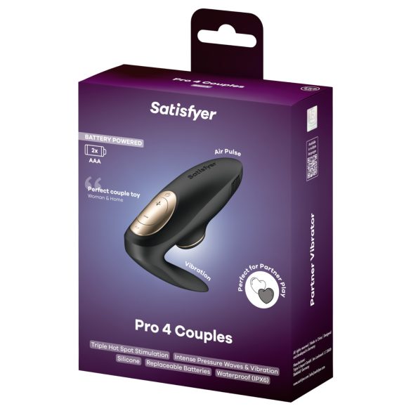 Satisfyer Pro 4 Couples - Air Pulse Dual Vibrator (Black)