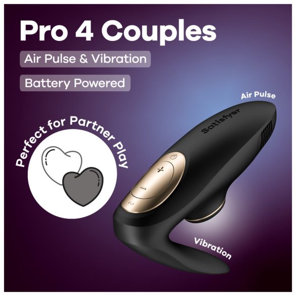 Satisfyer Pro 4 Couples - Air Pulse Dual Vibrator (Black)