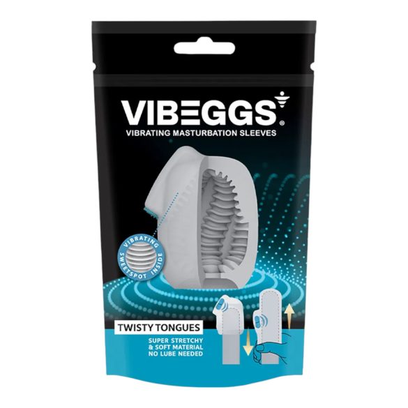 VIBEGGS Twisty Tongues - Vibrating Egg Masturbator (White)