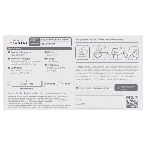 Sagami Original 0.02 L - Condoms - 58mm (6 Pack)