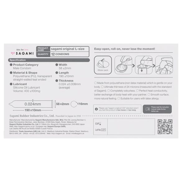 Sagami Original 0.02 L - Condom - 58mm (12 pack)